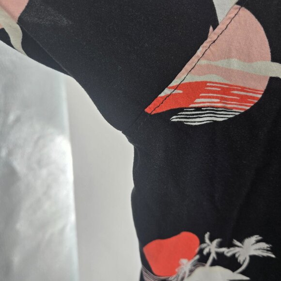 No Boundaries Men's Black Button Down Rayon Short Sleeve Hawaiian 3xl - Picture 5 of 8